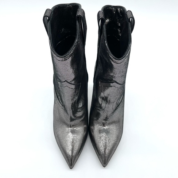 EUC Madison Maison Metallic Effect Silver Leather High Heel Booties 37.5 - Picture 6 of 13